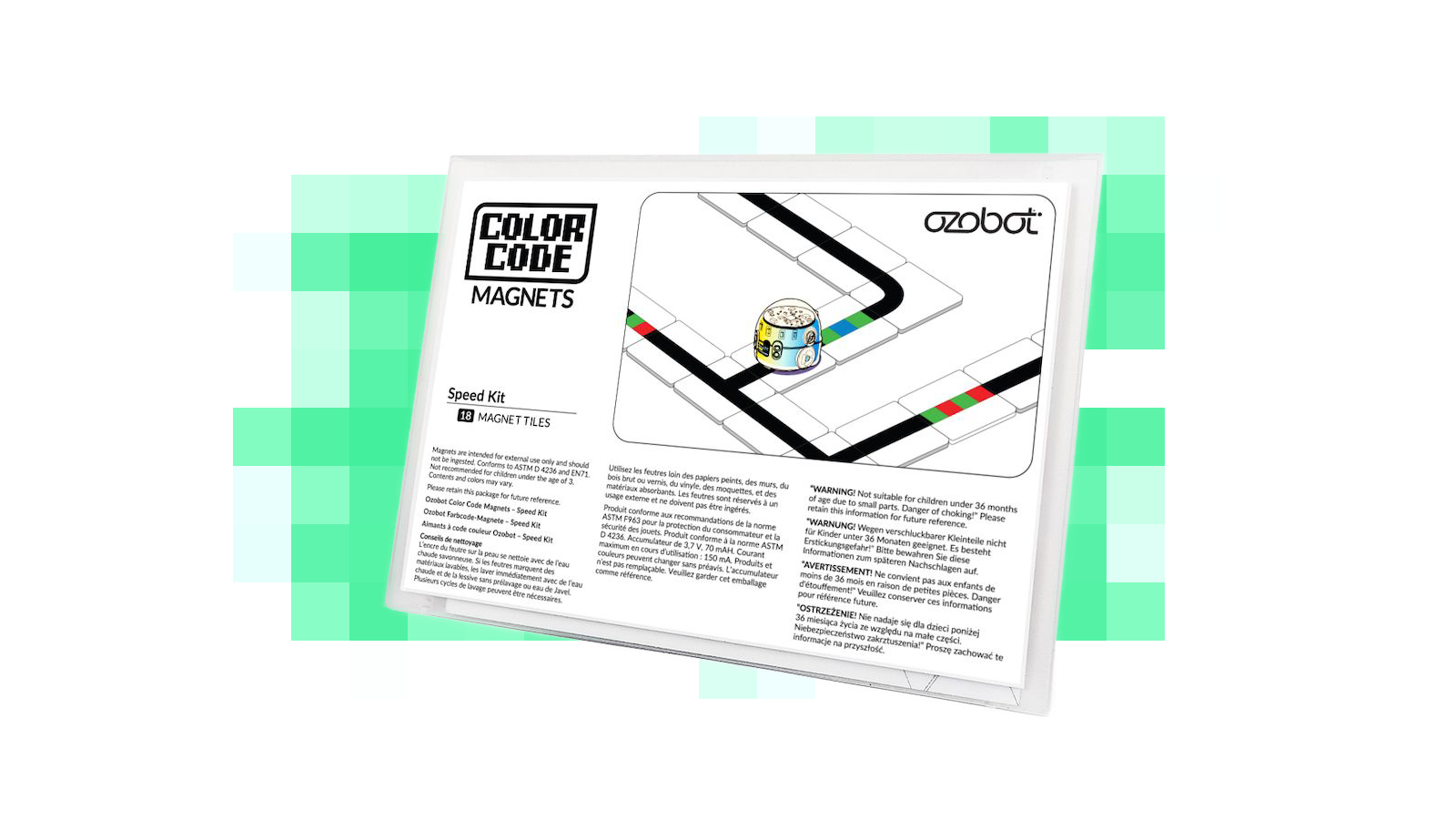 Ozobot sada magnetů s barevnými kódy pro ovládání rychlosti, 18 ks