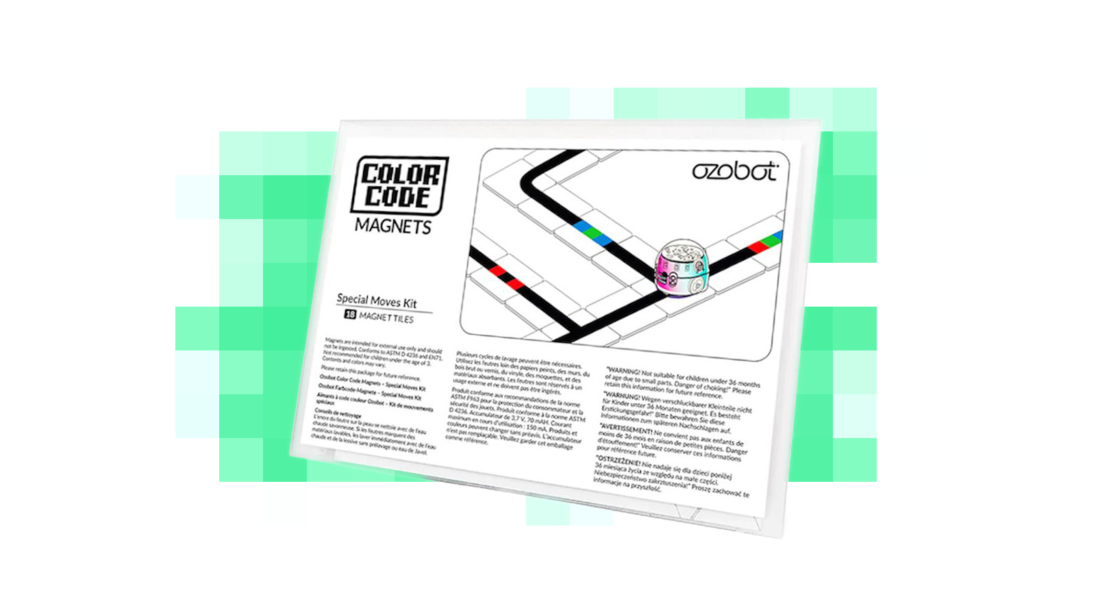 Ozobot sada magnetů s barevnými kódy pro speciální pohyby, 18 ks